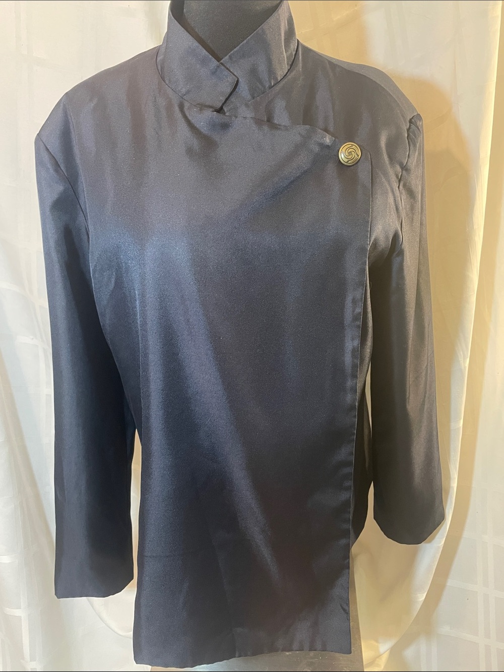 Classic Navy Wrap-Front Women's Jacket Fully Lined Single Button Closure Size M